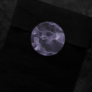 Moody Agate Midnight Indigo Deep Purple Glam Classic Round Sticker