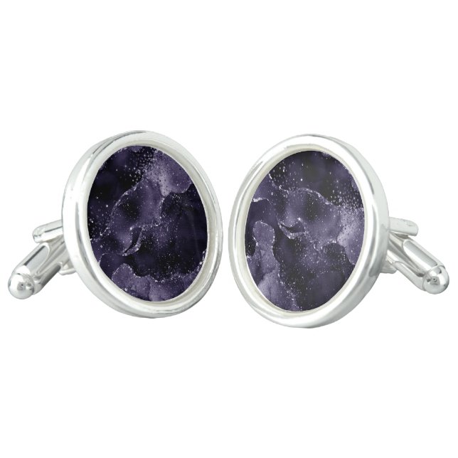 Moody Agate | Midnight Indigo Deep Purple Glam Cufflinks (Angled)