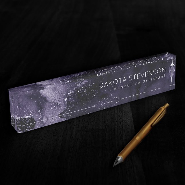 Moody Agate | Midnight Indigo Deep Purple Glam Desk Name Plate (Creator Uploaded)