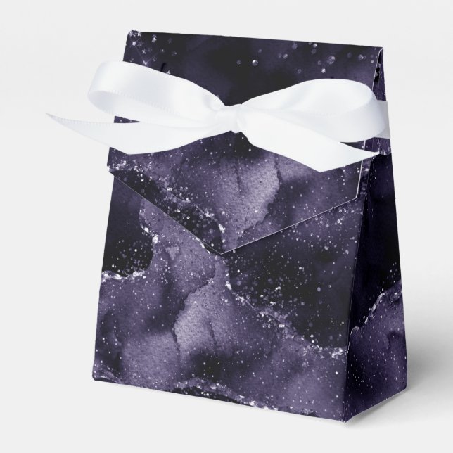 Moody Agate | Midnight Indigo Deep Purple Glam Favor Boxes (Front Side)
