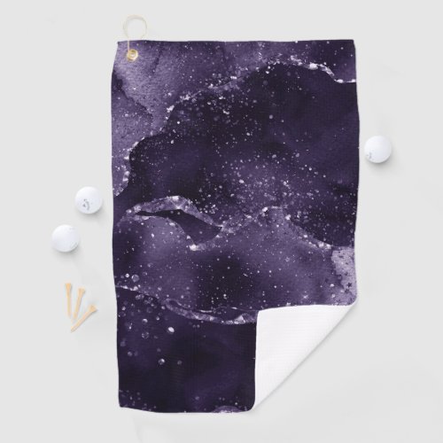 Moody Agate  Midnight Indigo Deep Purple Glam Golf Towel