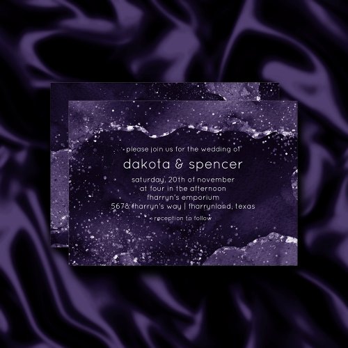 Moody Agate  Midnight Indigo Deep Purple Glam Invitation