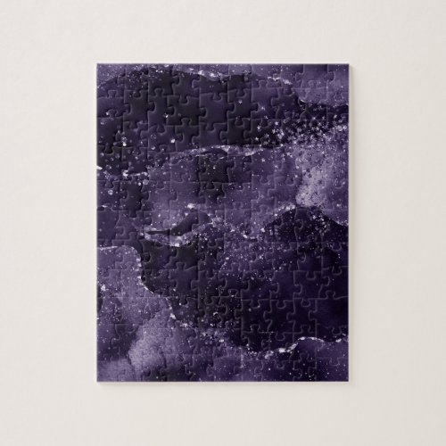 Moody Agate  Midnight Indigo Deep Purple Glam Jigsaw Puzzle