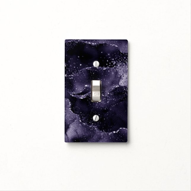 Moody Agate | Midnight Indigo Deep Purple Glam Light Switch Cover (In Situ)