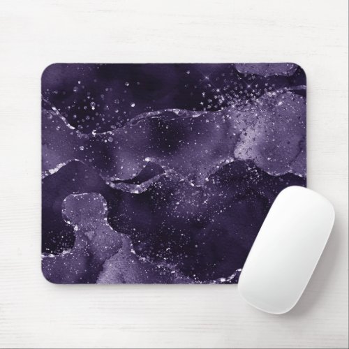 Moody Agate  Midnight Indigo Deep Purple Glam Mouse Pad