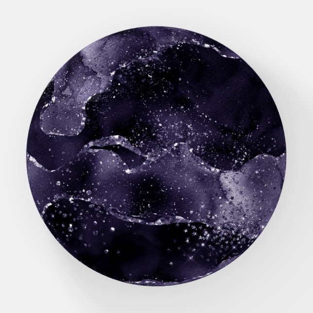 Moody Agate | Midnight Indigo Deep Purple Glam Paperweight (Front)