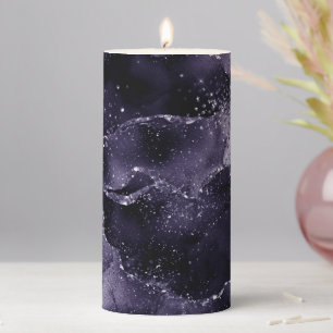 Moody Agate Midnight Indigo Deep Purple Glam Pillar Candle