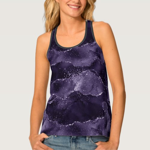 Moody Agate  Midnight Indigo Deep Purple Glam Tank Top