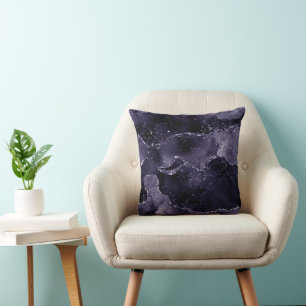 Moody Agate   Midnight Indigo Deep Purple Glam Throw Pillow