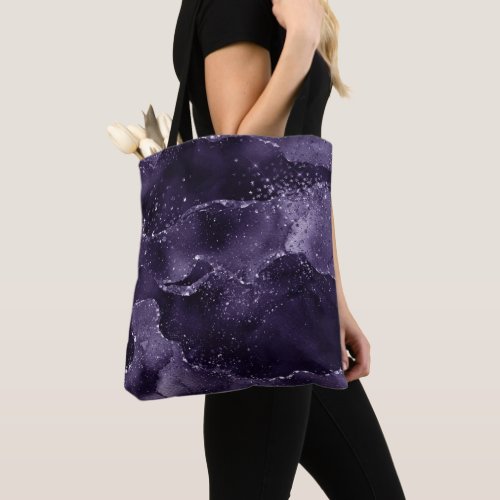 Moody Agate  Midnight Indigo Deep Purple Glam Tote Bag
