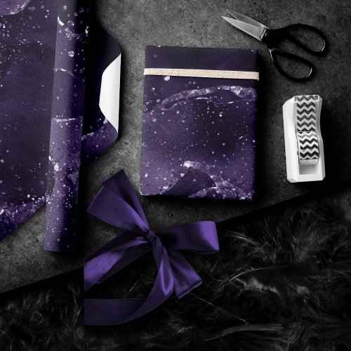 Moody Agate  Midnight Indigo Deep Purple Glam Wrapping Paper
