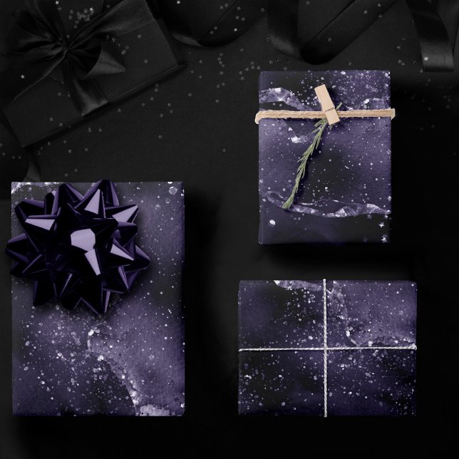 Moody Agate | Midnight Indigo Deep Purple Glam Wrapping Paper Sheets (Creator Uploaded)