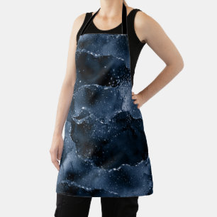 Moody Agate Navy Denim Steel Blue Faux Glitter Apron