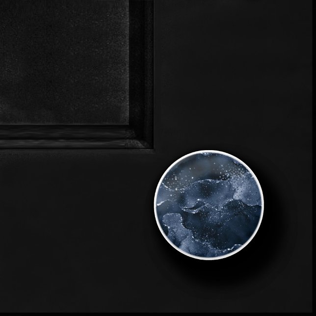 Moody Agate | Navy Denim Steel Blue Faux Glitter Ceramic Knob (Creator Uploaded)