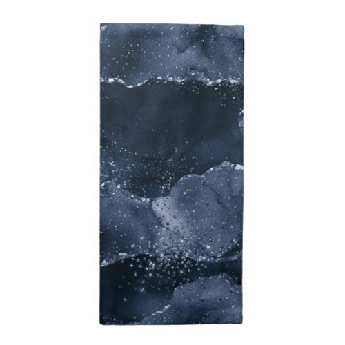 Moody Agate  Navy Denim Steel Blue Faux Glitter Cloth Napkin