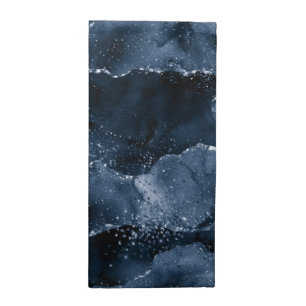 Moody Agate Navy Denim Steel Blue Faux Glitter Cloth Napkin