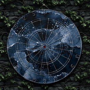 Moody Agate Navy Denim Steel Blue Faux Glitter Dart Board