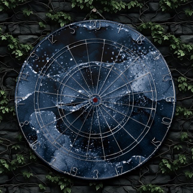 Moody Agate | Navy Denim Steel Blue Faux Glitter Dart Board (Creator Uploaded)