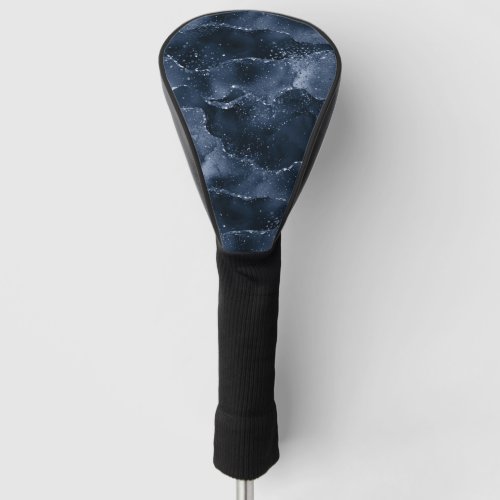 Moody Agate  Navy Denim Steel Blue Faux Glitter Golf Head Cover