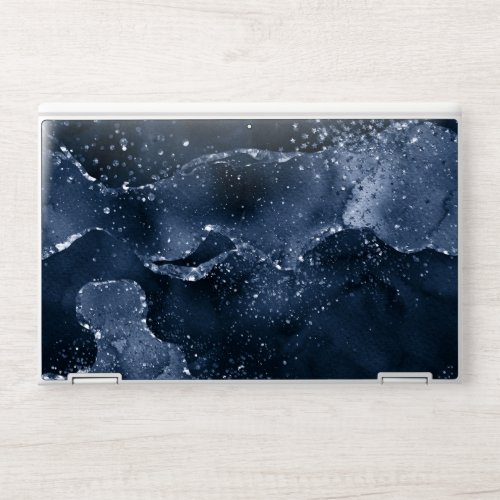 Moody Agate  Navy Denim Steel Blue Faux Glitter HP Laptop Skin