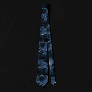 Moody Agate   Navy Denim Steel Blue Faux Glitter Neck Tie