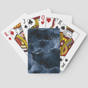 Moody Agate   Navy Denim Steel Blue Faux Glitter Poker Cards