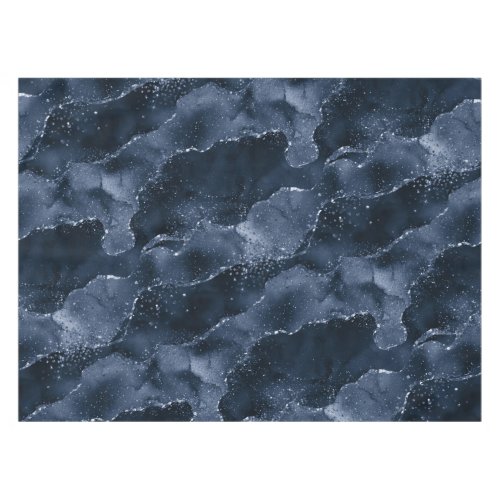 Moody Agate  Navy Denim Steel Blue Faux Glitter Tablecloth