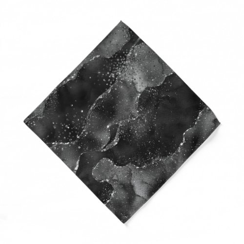 Moody Agate  Onyx Black Silver Vampy Goth Glitter Bandana