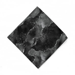 Moody Agate Onyx Black Silver Vampy Goth Glitter Bandana