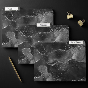 Moody Agate   Onyx Black Silver Vampy Goth Glitter File Folder