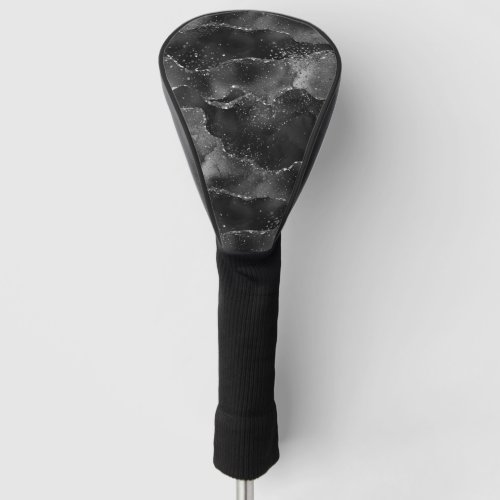 Moody Agate  Onyx Black Silver Vampy Goth Glitter Golf Head Cover
