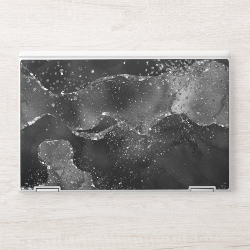 Moody Agate  Onyx Black Silver Vampy Goth Glitter HP Laptop Skin