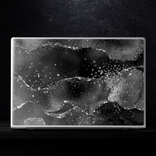 Moody Agate Onyx Black Silver Vampy Goth Glitter HP Laptop Skin