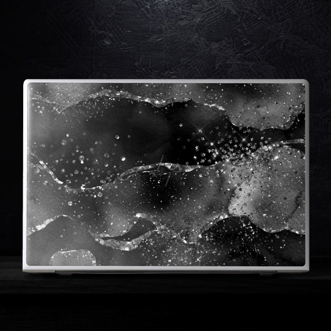 Moody Agate | Onyx Black Silver Vampy Goth Glitter HP Laptop Skin (Creator Uploaded)
