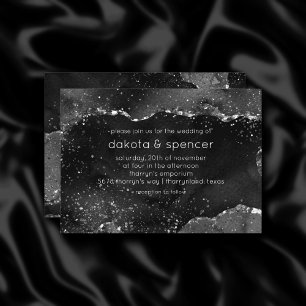 Moody Agate   Onyx Black Silver Vampy Goth Glitter Invitation