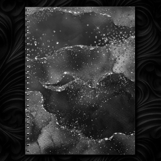 Moody Agate | Onyx Black Silver Vampy Goth Glitter Notebook (Creator Uploaded)