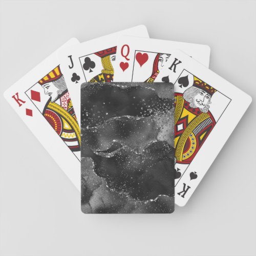 Moody Agate  Onyx Black Silver Vampy Goth Glitter Playing Cards