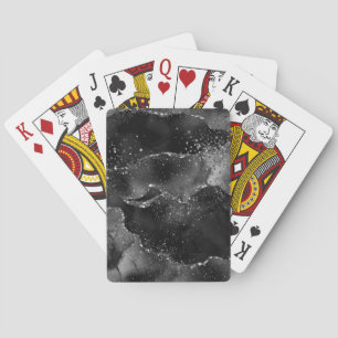 Moody Agate Onyx Black Silver Vampy Goth Glitter Poker Cards