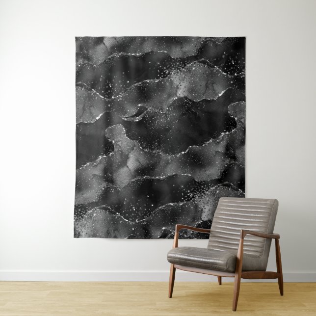 Moody Agate | Onyx Black Vampy Glam Photo Backdrop (In Situ)