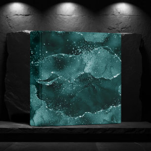 Moody Agate Teal Green Malachite Rich Jewel Tone 3 Ring Binder