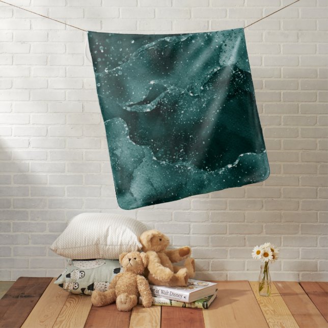 Moody Agate | Teal Green Malachite Rich Jewel Tone Baby Blanket (In Situ)