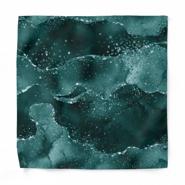 Moody Agate | Teal Green Malachite Rich Jewel Tone Bandana (Front)