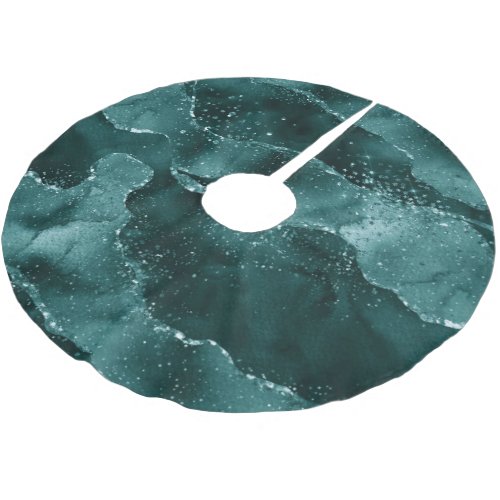 Moody Agate  Teal Green Malachite Rich Jewel Tone Brushed Polyester Tree Skirt
