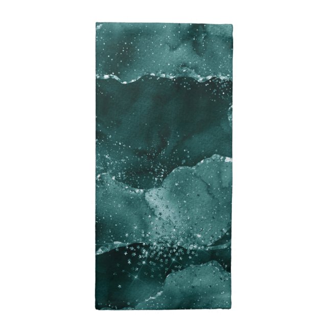 Moody Agate | Teal Green Malachite Rich Jewel Tone Cloth Napkin (Half Fold)