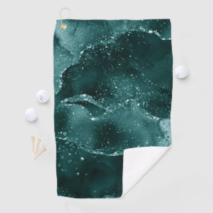 Moody Agate   Teal Green Malachite Rich Jewel Tone Golf Towel