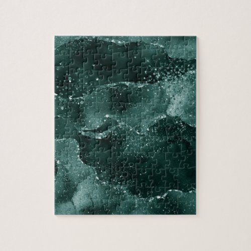 Moody Agate  Teal Green Malachite Rich Jewel Tone Jigsaw Puzzle