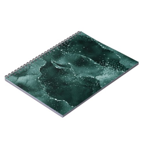 Moody Agate  Teal Green Malachite Rich Jewel Tone Notebook