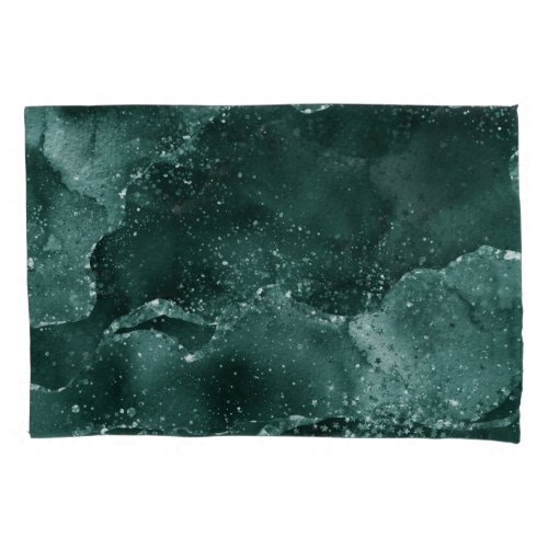 Moody Agate  Teal Green Malachite Rich Jewel Tone Pillow Case