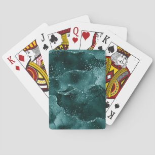 Moody Agate Teal Green Malachite Rich Jewel Tone Poker Cards