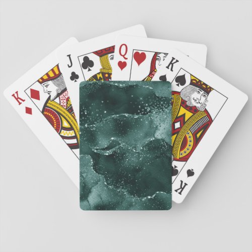 Moody Agate  Teal Green Malachite Rich Jewel Tone Poker Cards